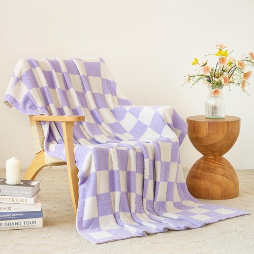 Checkered blanket soft cozy - checkered,