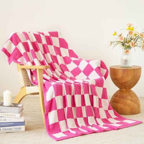 Checkered blanket soft cozy - checkered,